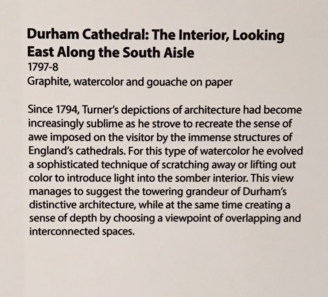 Turner08b_Blurb:DurhamCathedralTheInteriorLookingEastAlongTheSouthAisle1797-8